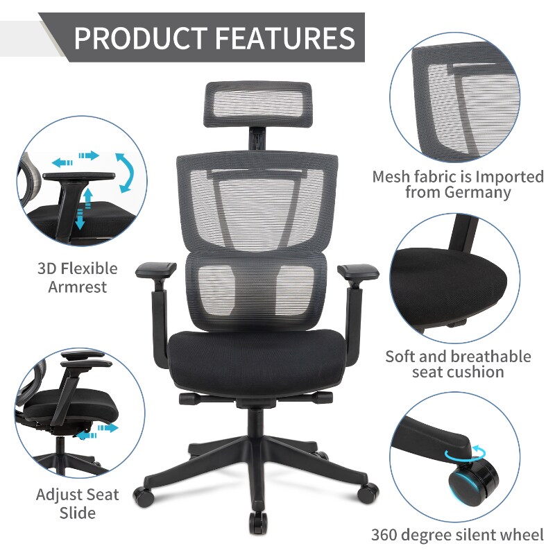 FlexiSpot C7 Ergonomic Chair with Mesh Cushion: Breathable Comfort for All-Day Use