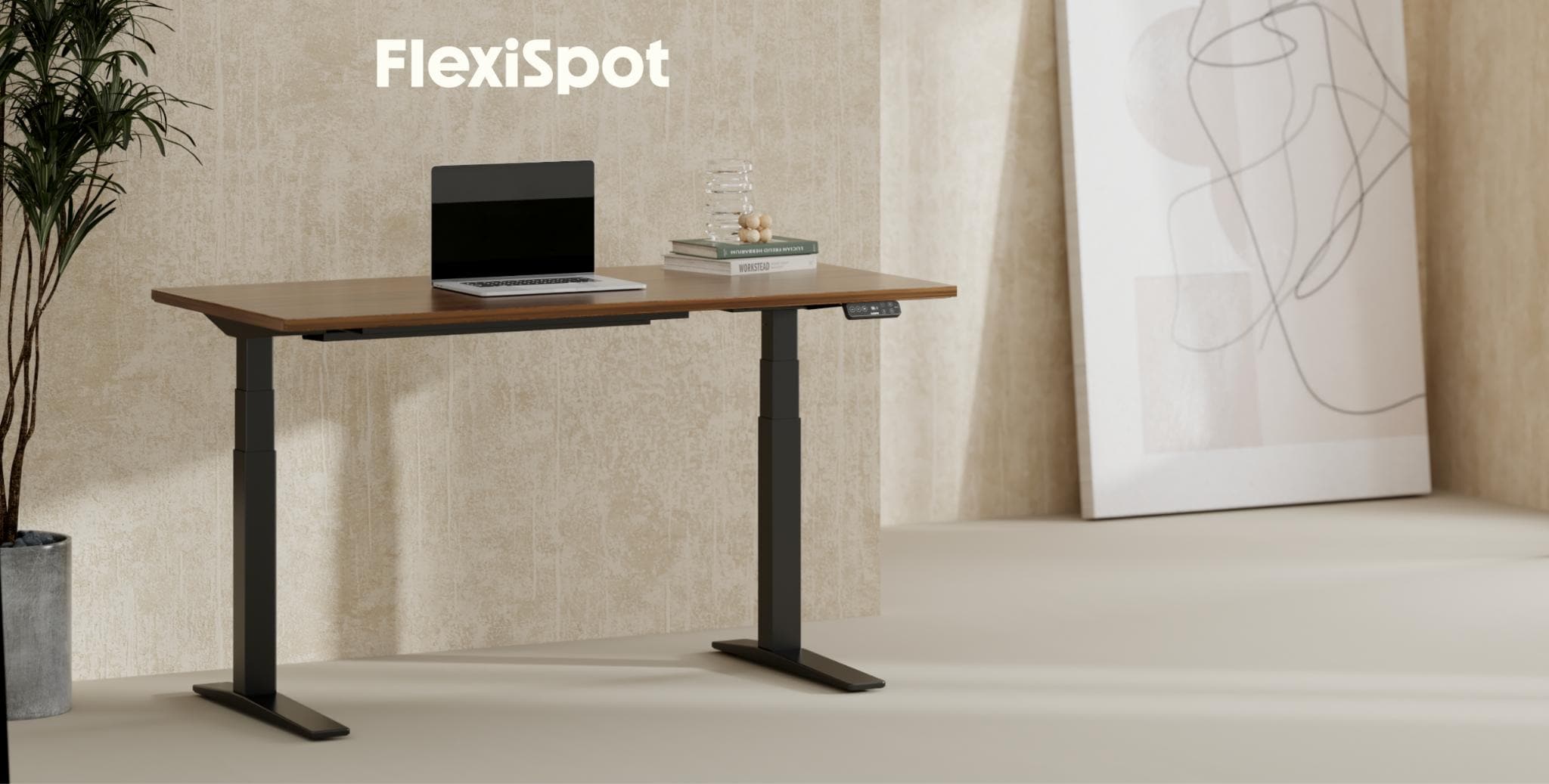 FlexiSpot E7 Electric 55W Height-Adjustable Standing Desk, Dark  Bamboo/Silver