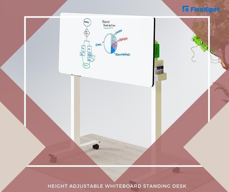 Height Adjustable Whiteboard Standing Desk