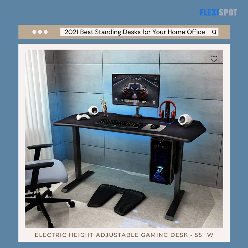 Electric Height-adjustable gaming desk 55” W