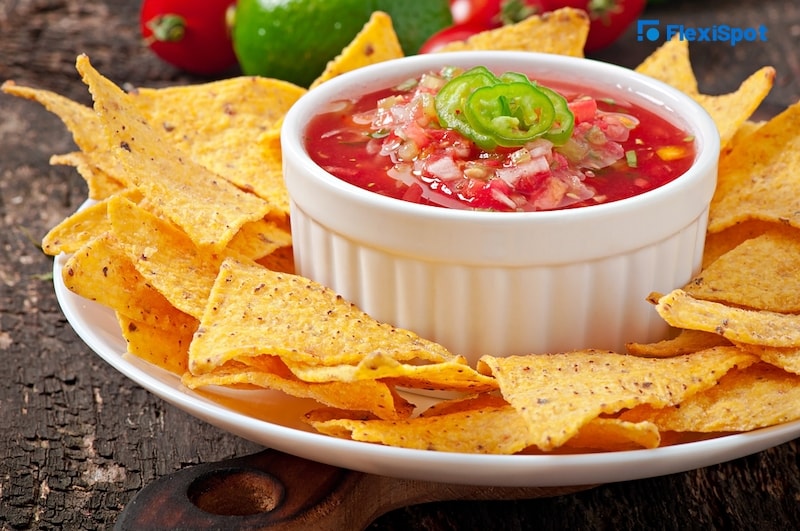 bowl of tortilla chips and salsa