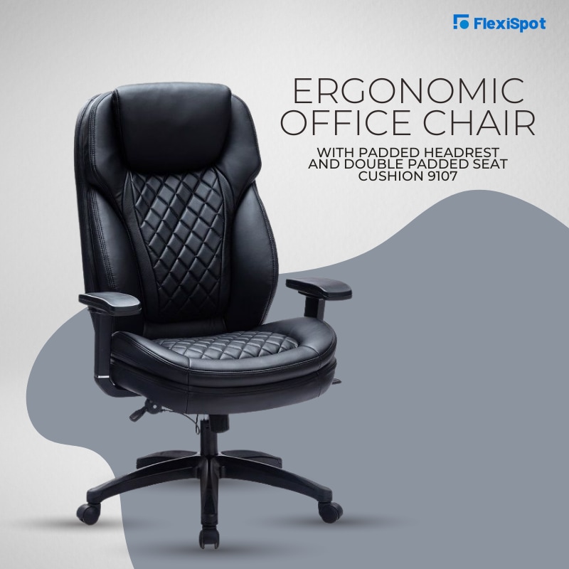 Ergonomic Office Chair with Padded Headrest and Double Padded Seat Cushion 9107
