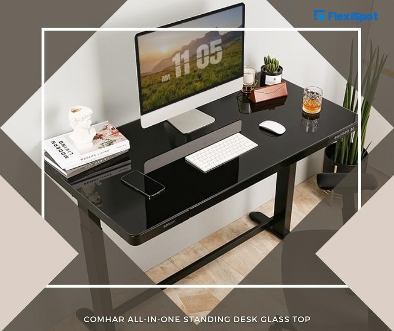 Comhar All-in-One Standing Desk Glass Top