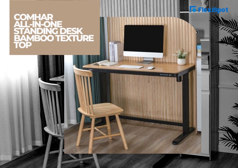Comhar All-in-One Standing Desk Bamboo Texture Top