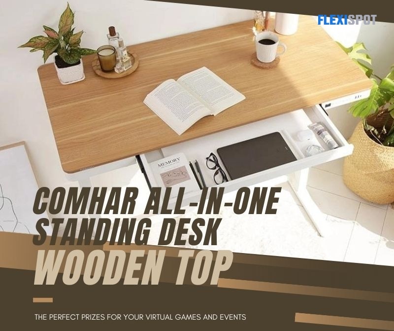 2. Comhar All-in-One Standing Desk Wooden Top 