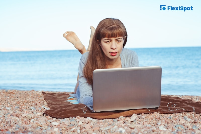 bring our laptop to the beach to check emails 