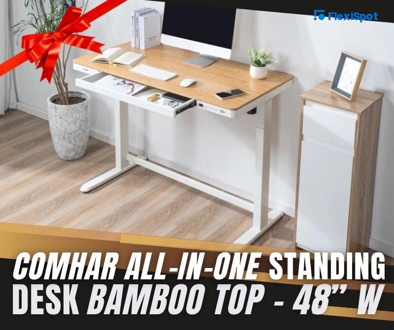 Comhar All-in-One Standing Desk Bamboo Texture Top - 48" W