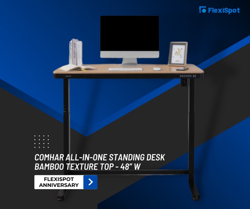 Comhar All-in-One Standing Desk Bamboo Texture Top - 48” W