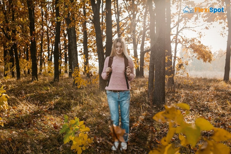 walking outside to the park