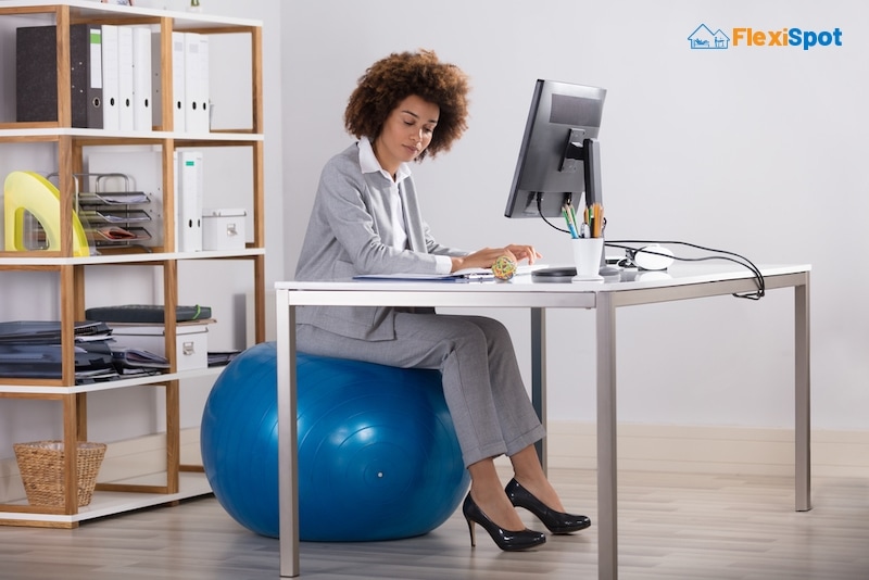 Using gym ball as office online chair