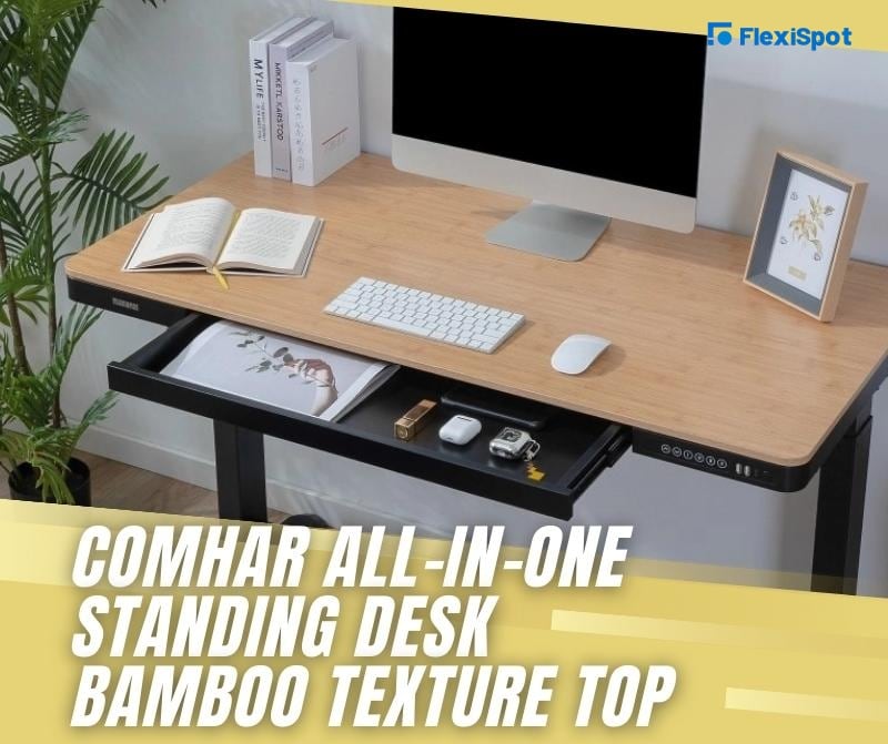 Comhar All-in-One Standing Desk Bamboo Texture Top - 48" W