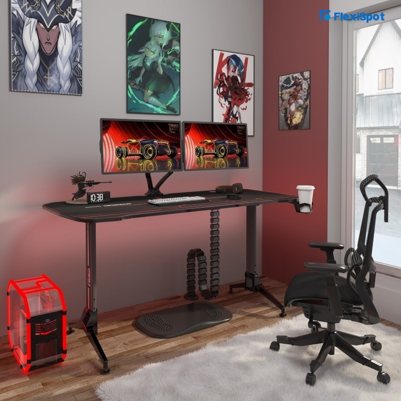 Ergonomic Gaming Desk with Mouse Pad