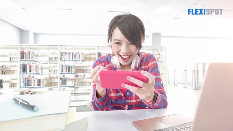 Female student in the library