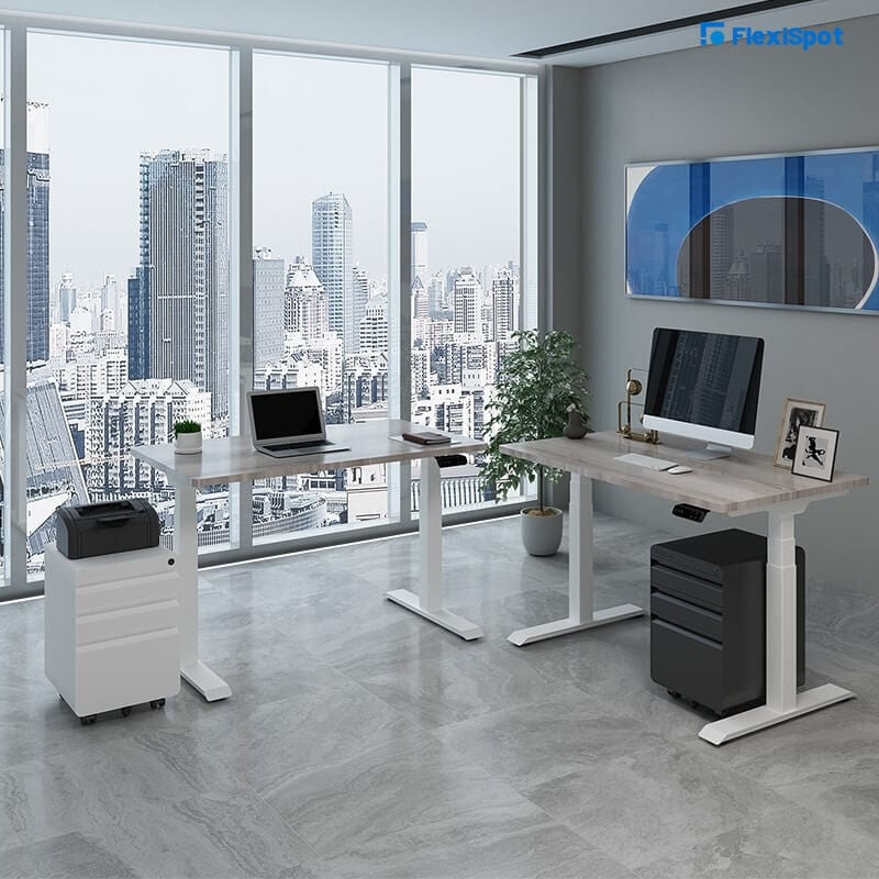 Minimalist standing desk setup for home office