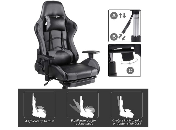 Flexispot Ergonomic Gaming Chair with Retractable Footrest Ri3476